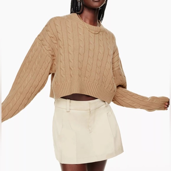 Aritzia Sweaters - NEW Aritzia Sunday Best Peggy Cropped Sweater
Cable Knit Wool Blend Size Small